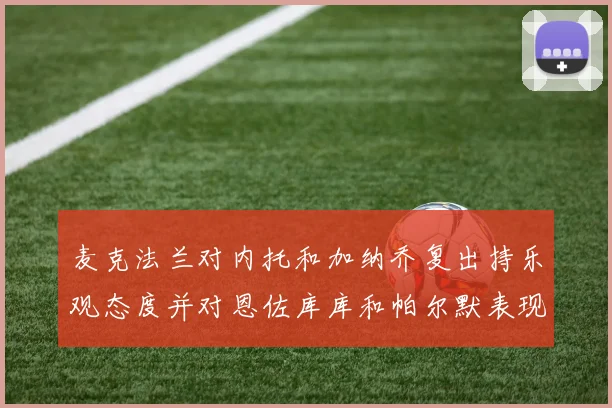 麦克法兰对内托和加纳乔复出持乐观态度并对恩佐库库和帕尔默表现表示满意
